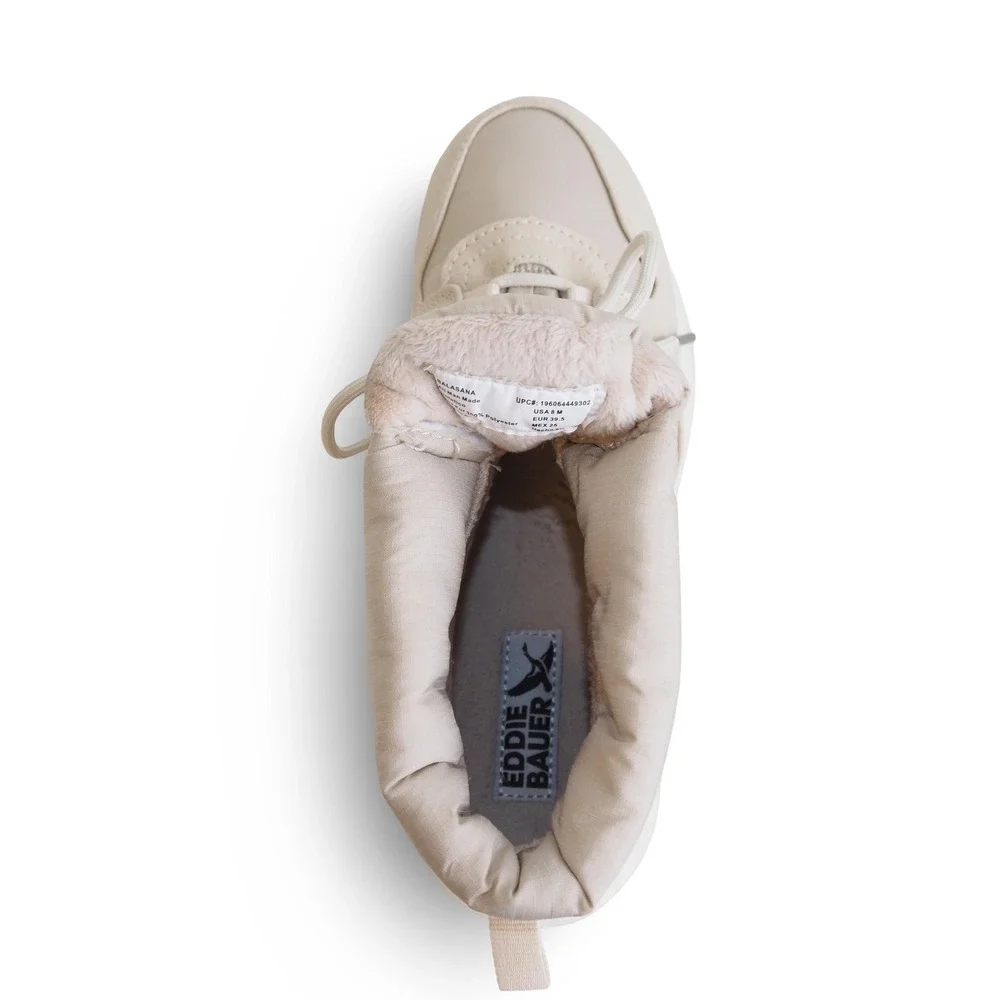 Eddie Bauer Balasana Womens 8M Winter Snow Boots Quilted Faux Fur Lined Beige